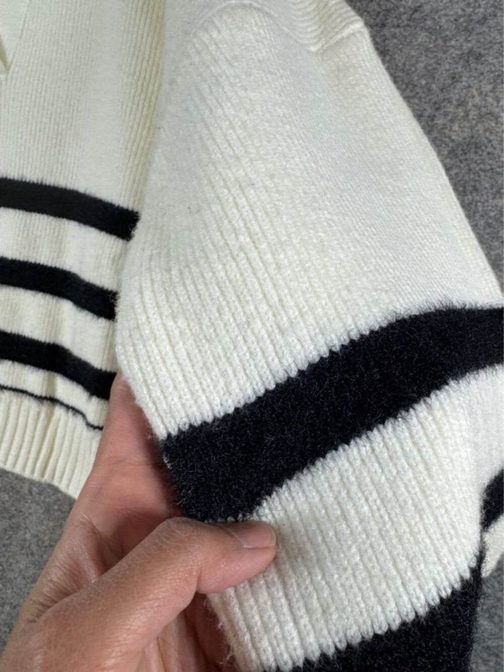 Kuwalla Black White Striped Sweater Pullover XL Collared Preppy Knit Minimalist - Picture 6 of 14